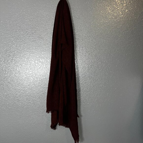 Burgundy Fringe Wrap Scarf Shawl Soft Lightweight Fall Winter Solid - Picture 1 of 4